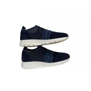 Fatte A Mano Italy Pull On Suede Mesh Comfort Shoe Luxury Navy Blue Size 38